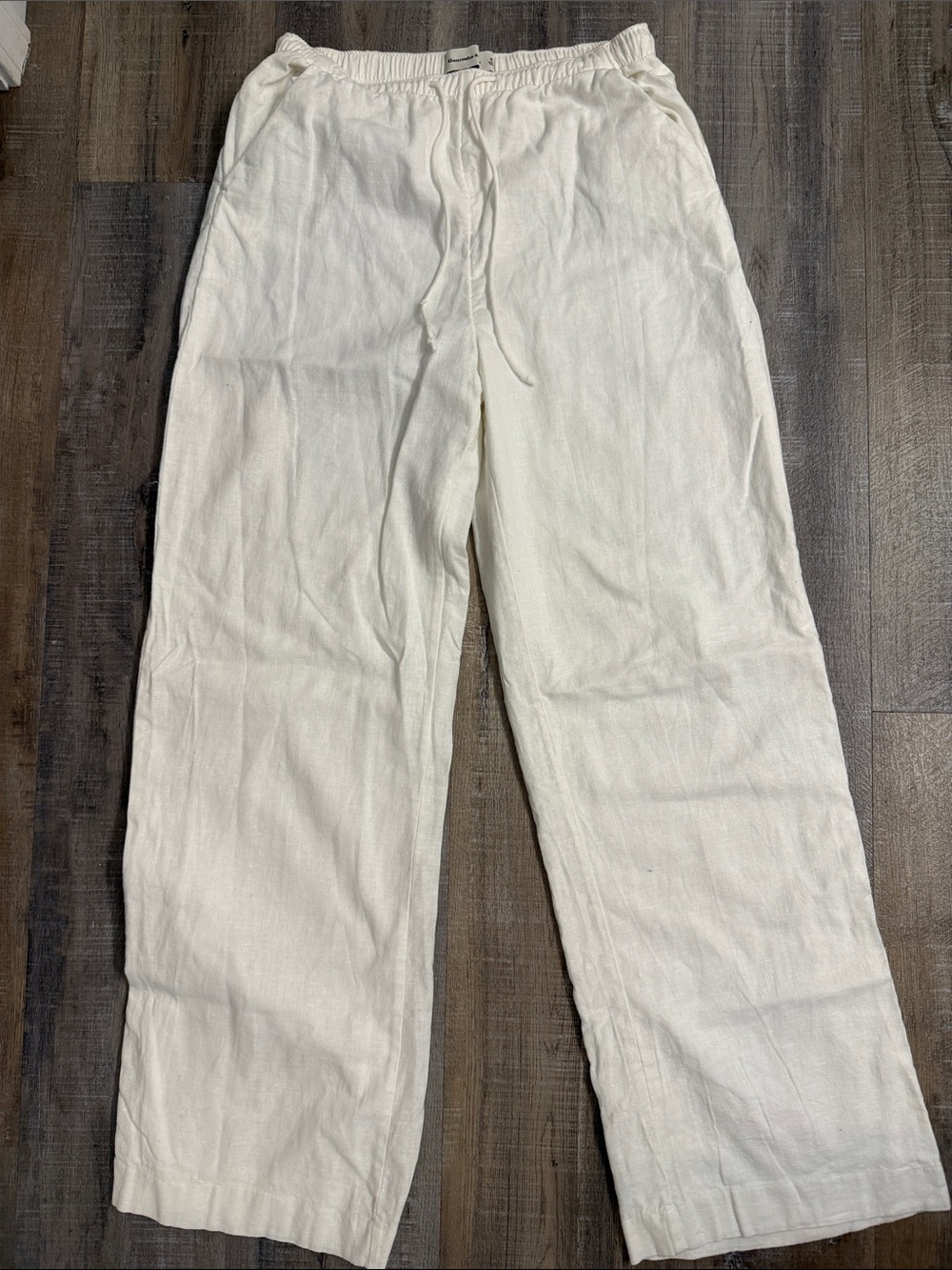 Abercrombie & Fitch Cream Linen Drawstring Trousers
